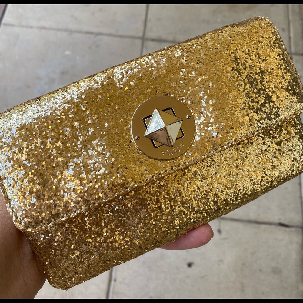 Kate Spade New York gold sparkle bag cross body purse small